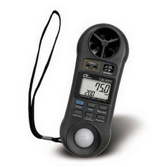 Lutron LM 8010 4 in 1, Anemometer with air flow (CMM, CFM) + Humidity meter + Light meter + Thermometer - Taiwan Make